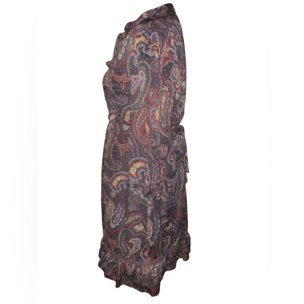 Rare vintage Dunnes Elegant Paisley neck bow dainty 70s style feminine dress 10 - Picture 2 of 11